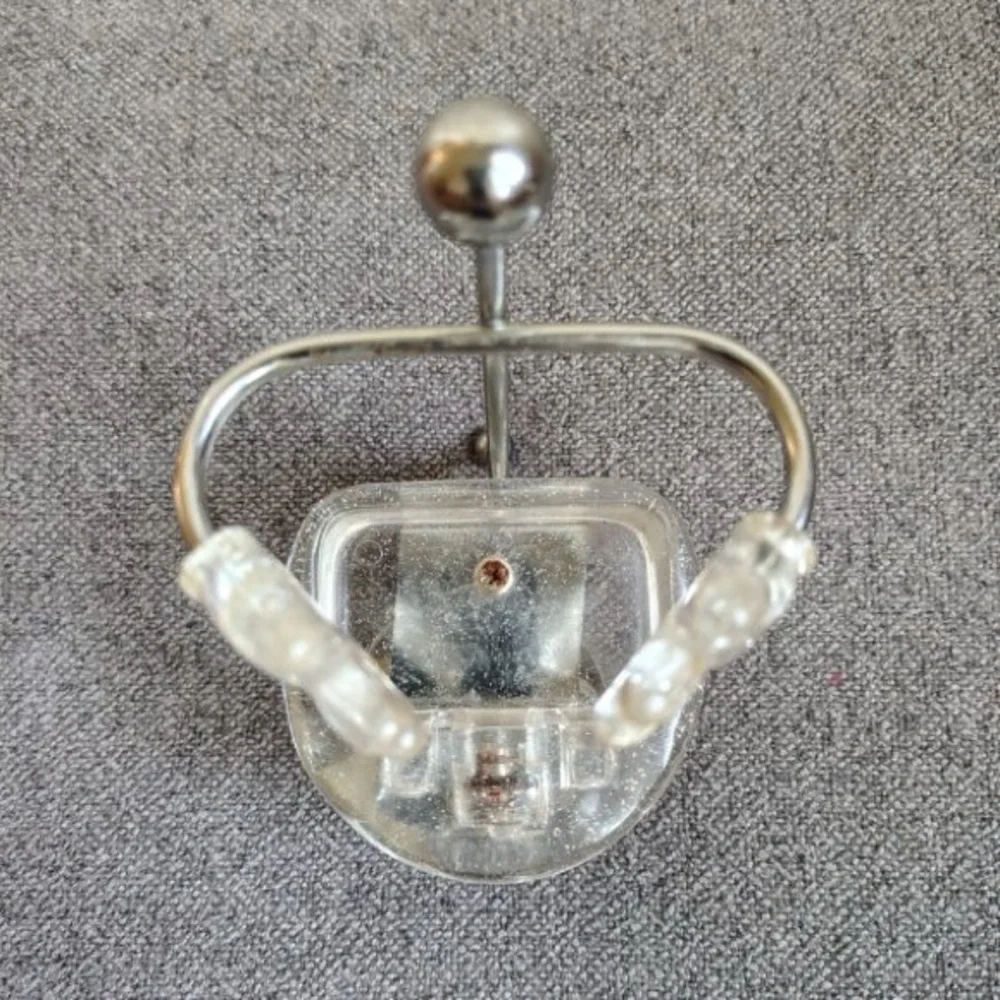 Vtg Lucite MCM Ring Jewelry Holder Hand Feet Glitter Chrome Stand Funky 70s